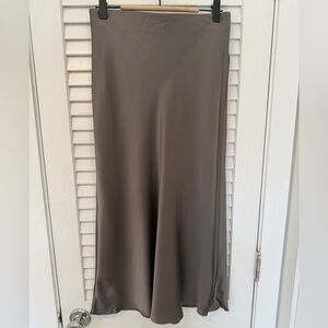 Quince Gray Silk Midi Skirt